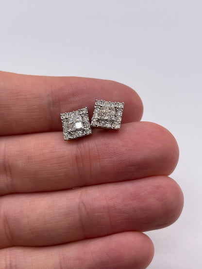 9ct gold diamond cluster earrings