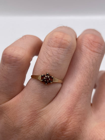 9ct gold garnet cluster ring