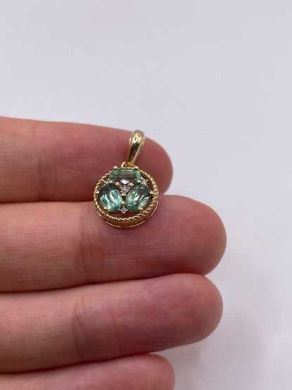 9ct gold green kyanite and diamond pendant