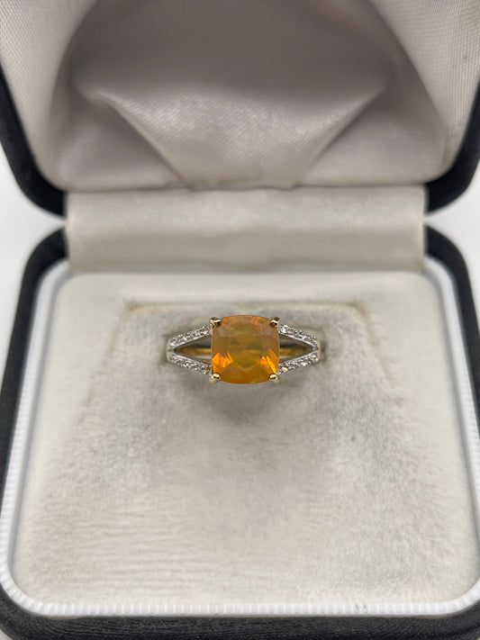 9ct gold opal and zircon ring