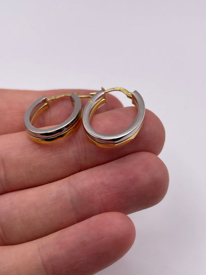 9ct two tone gold creole earrings