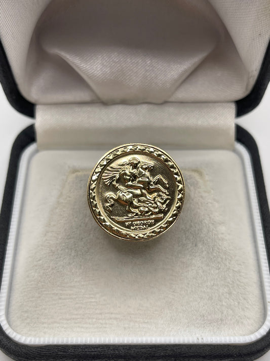 9ct gold St George medallion ring