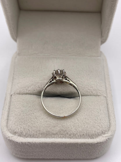 18ct white gold 1ct old cut diamond ring