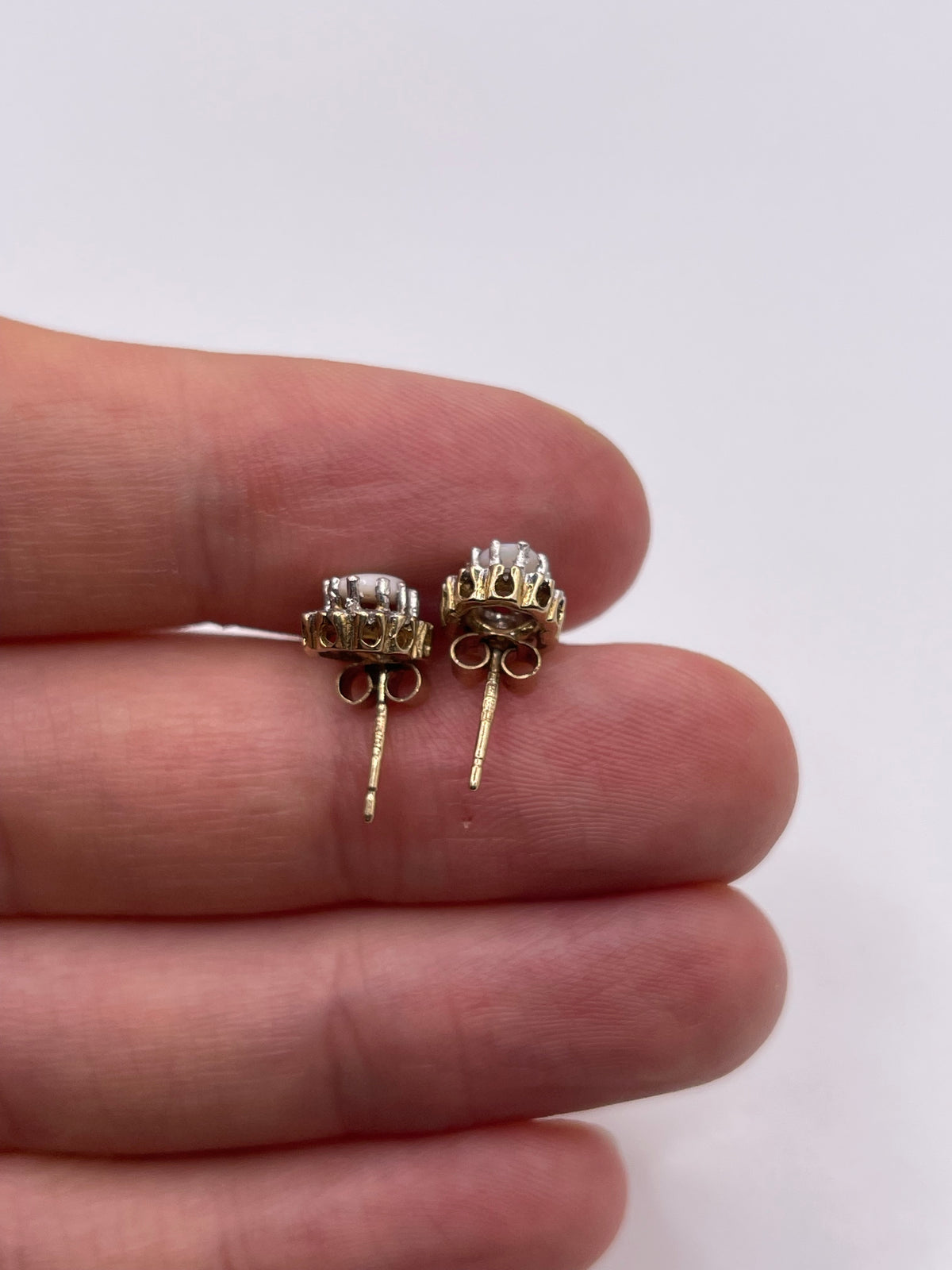 9ct gold opal and diamond earrings