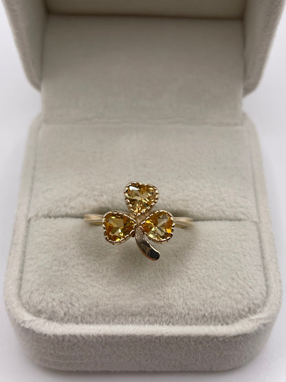 9ct gold citrine clover ring