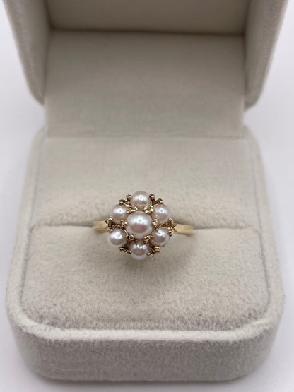 9ct gold pearl cluster ring