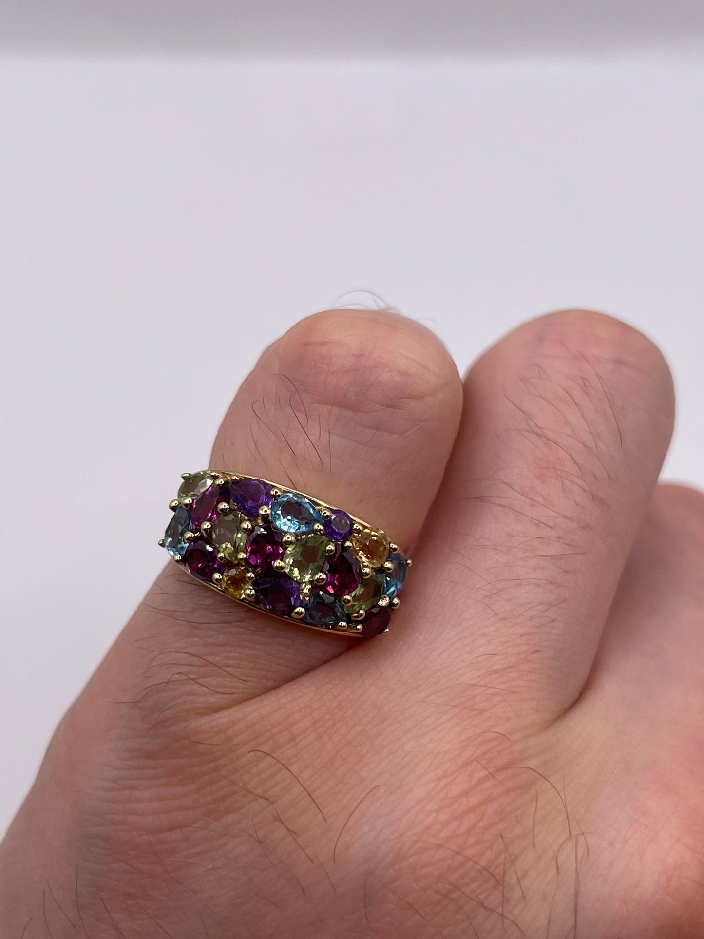 9ct gold multi gemstone cluster ring
