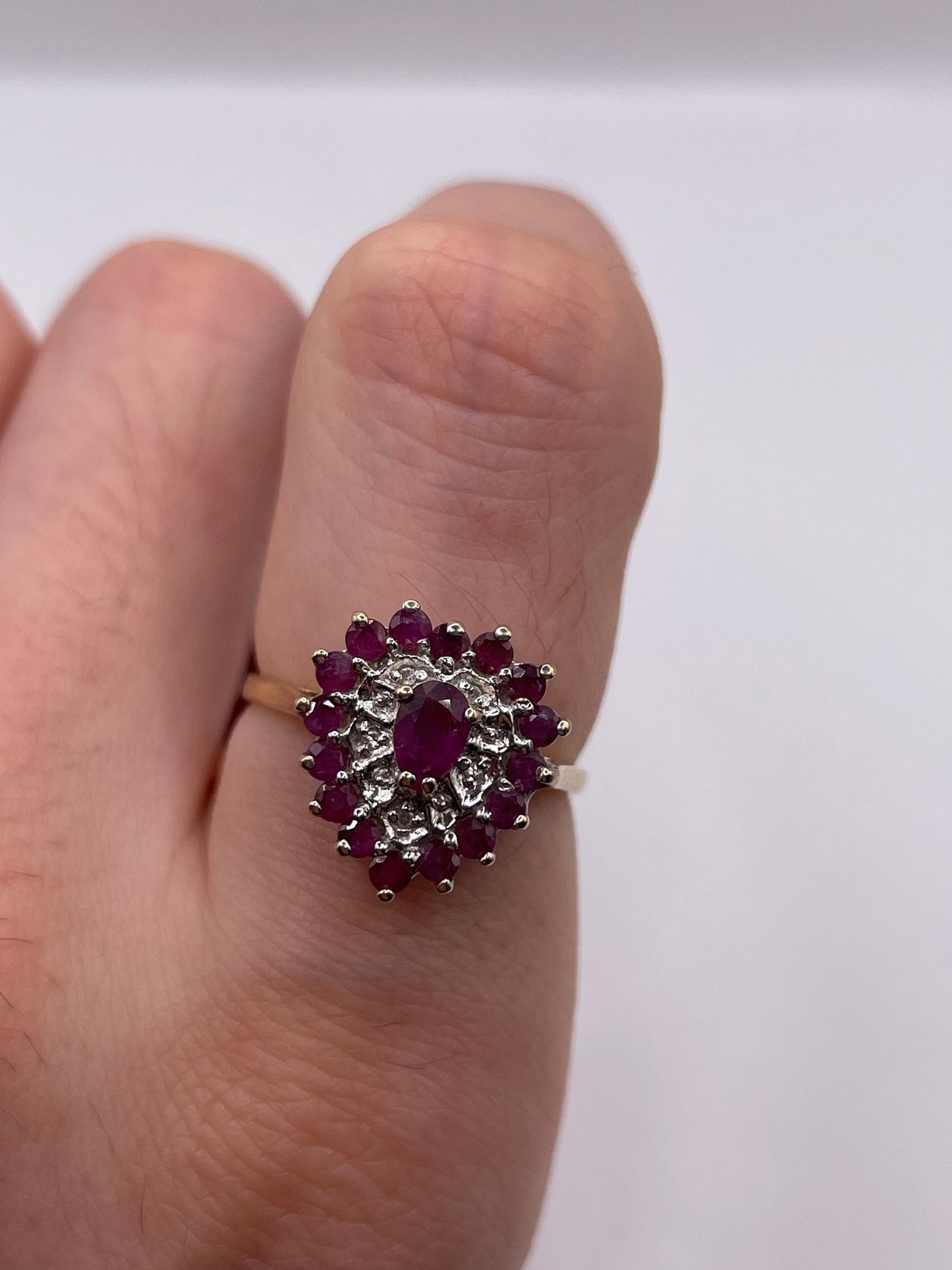 9ct gold ruby and diamond heart ring