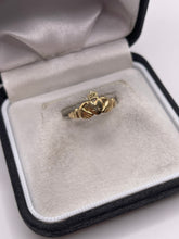 Load image into Gallery viewer, 9ct gold diamond claddagh ring
