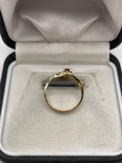 9ct gold ruby and diamond ring