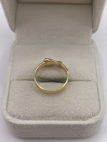 9ct gold cz buckle ring