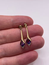 Load image into Gallery viewer, 9ct gold amethyst and diamond earrings
