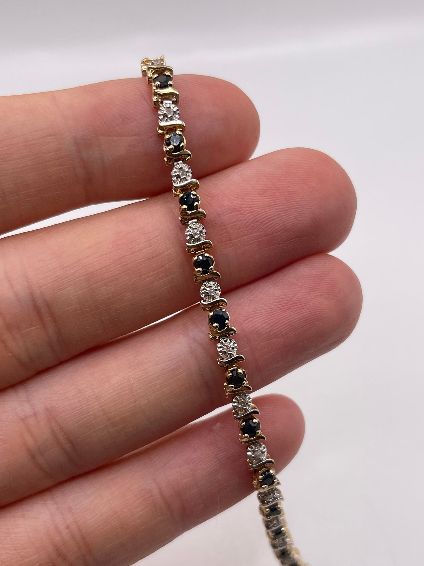 9ct gold sapphire and diamond bracelet