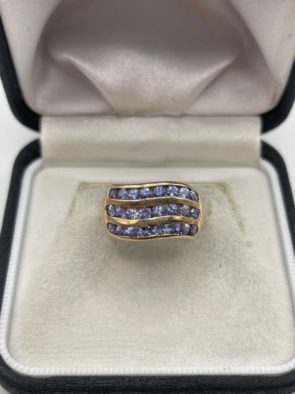 9ct gold tanzanite cluster ring