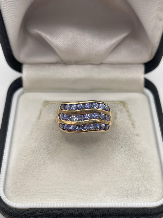9ct gold tanzanite cluster ring
