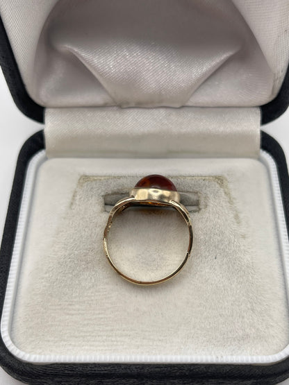 9ct gold amber ring