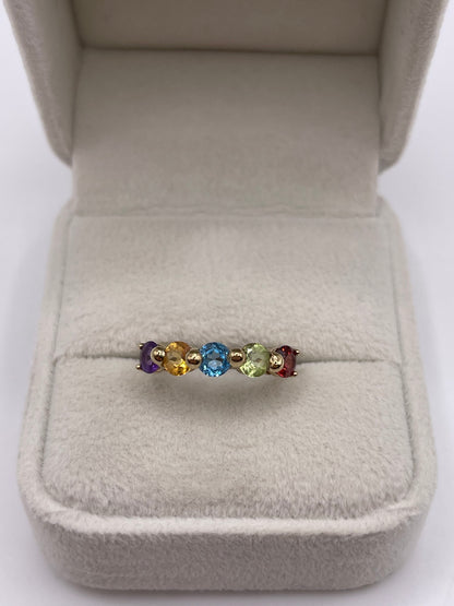 9ct gold multi gemstone ring