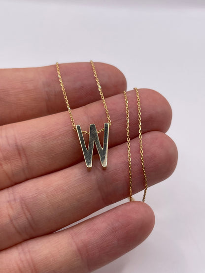 9ct gold initial W necklace
