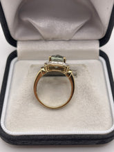 Load image into Gallery viewer, 9ct gold green amethyst and diamond ring
