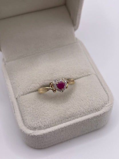 9ct gold ruby and diamond ring