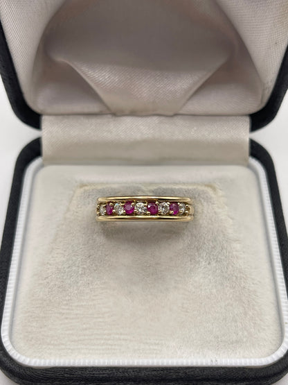 9ct gold ruby and diamond ring