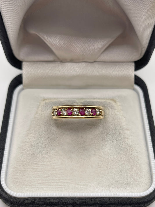 9ct gold ruby and diamond ring