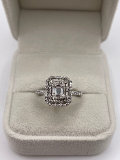 14ct white gold diamond cluster ring