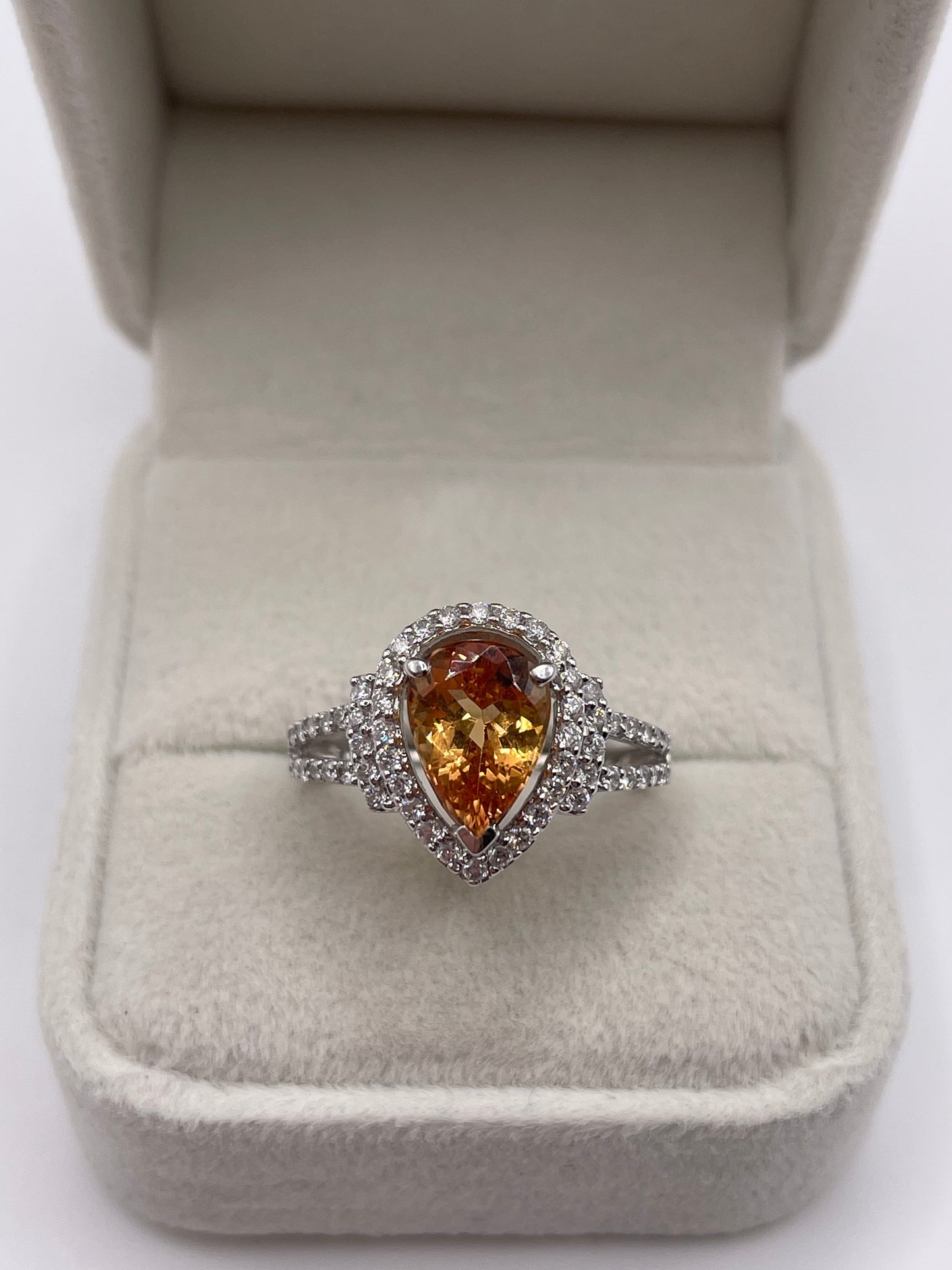 9ct white gold imperial topaz and diamond ring