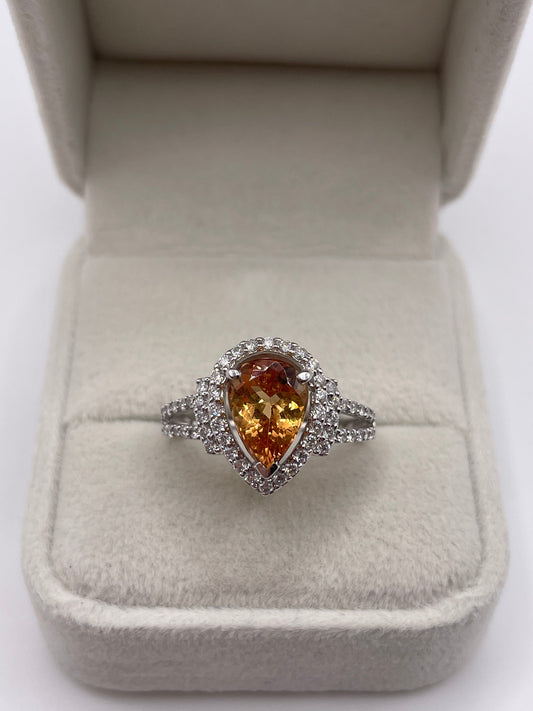 9ct white gold imperial topaz and diamond ring