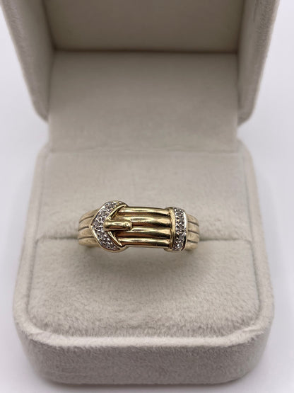 9ct gold diamond buckle ring