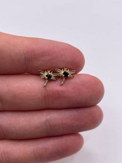 9ct gold sapphire dragonfly earrings
