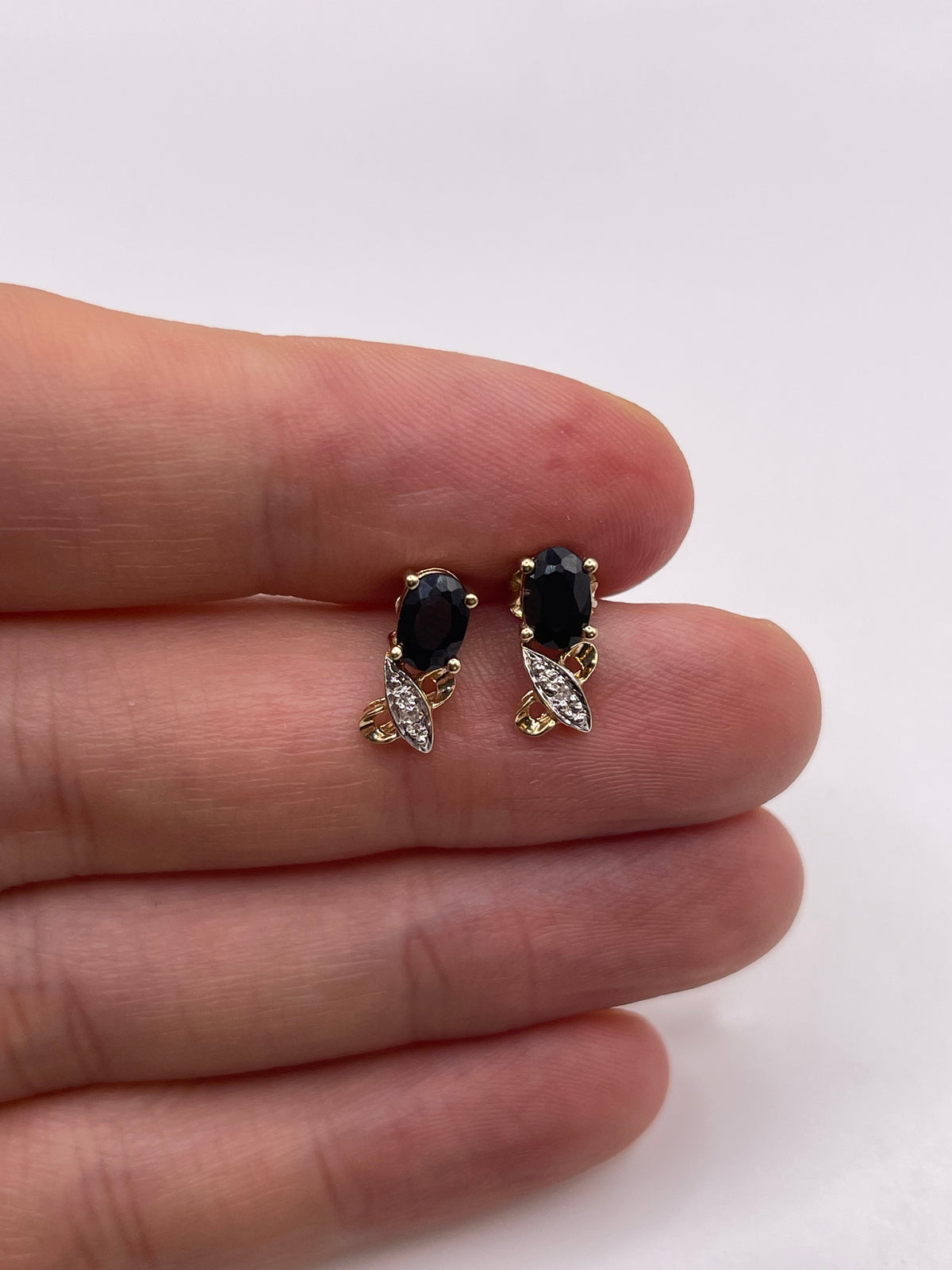 9ct gold sapphire and diamond earrings