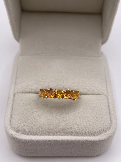 9ct gold orange sapphire ring
