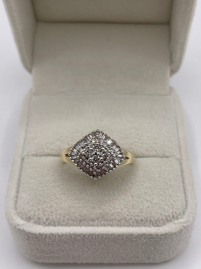 9ct gold diamond cluster ring