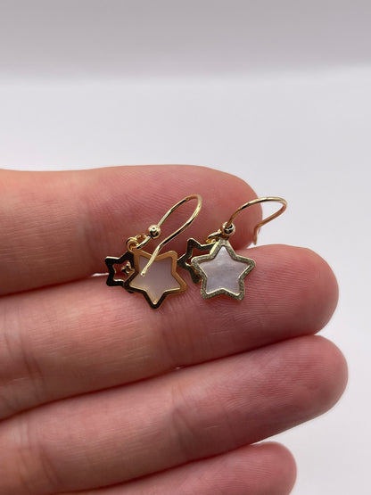 9ct gold mother of pearl star earrings