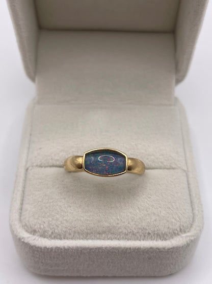 9ct gold black opal triplet ring