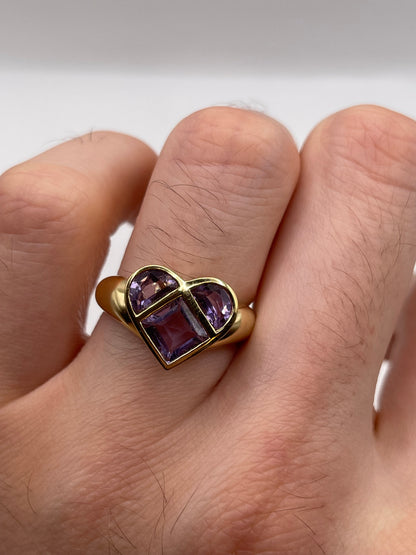 9ct gold amethyst heart ring