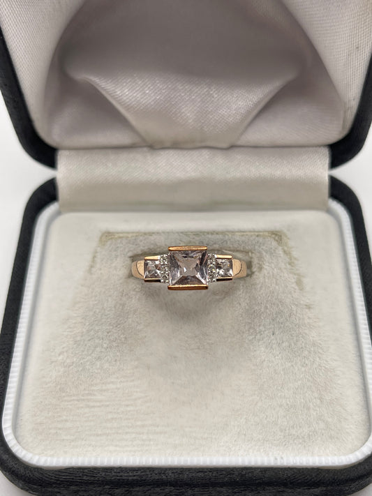 9ct rose gold morganite and diamond ring