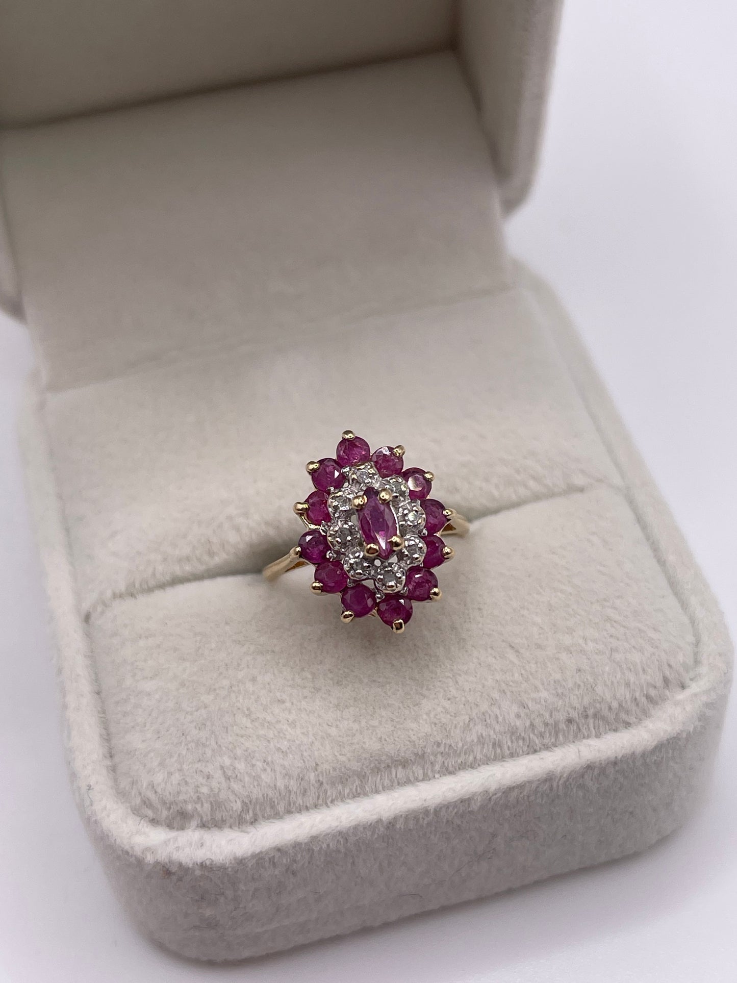 9ct gold ruby and diamond ring