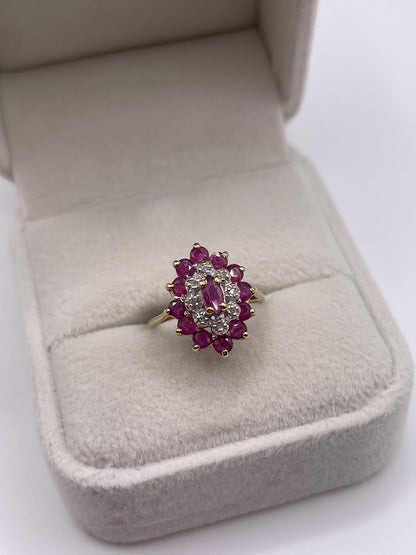 9ct gold ruby and diamond ring