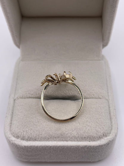 9ct gold opal and diamond spider ring