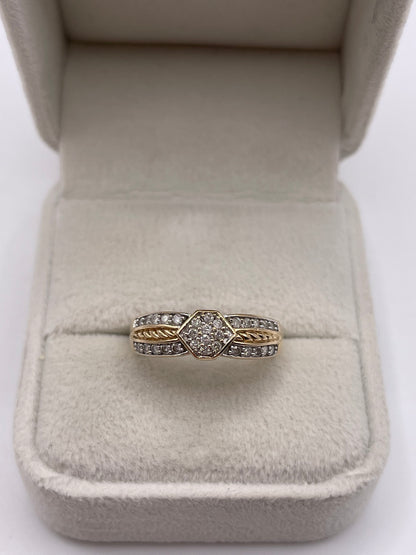 9ct gold diamond cluster ring