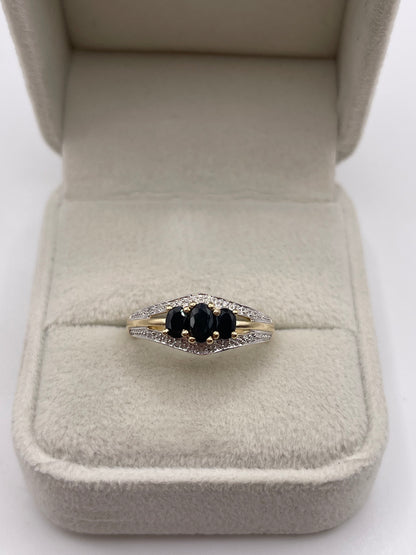 9ct gold sapphire and diamond ring