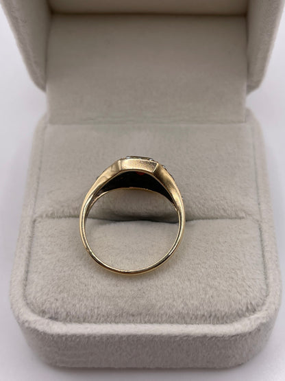 9ct gold garnet and pearl ring