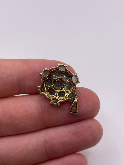 9ct gold quartz and zircon pendant