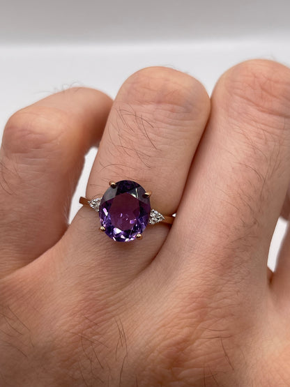 9ct rose gold amethyst and zircon ring