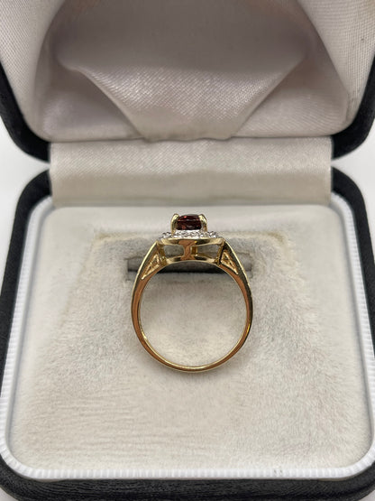 9ct gold tourmaline and diamond ring