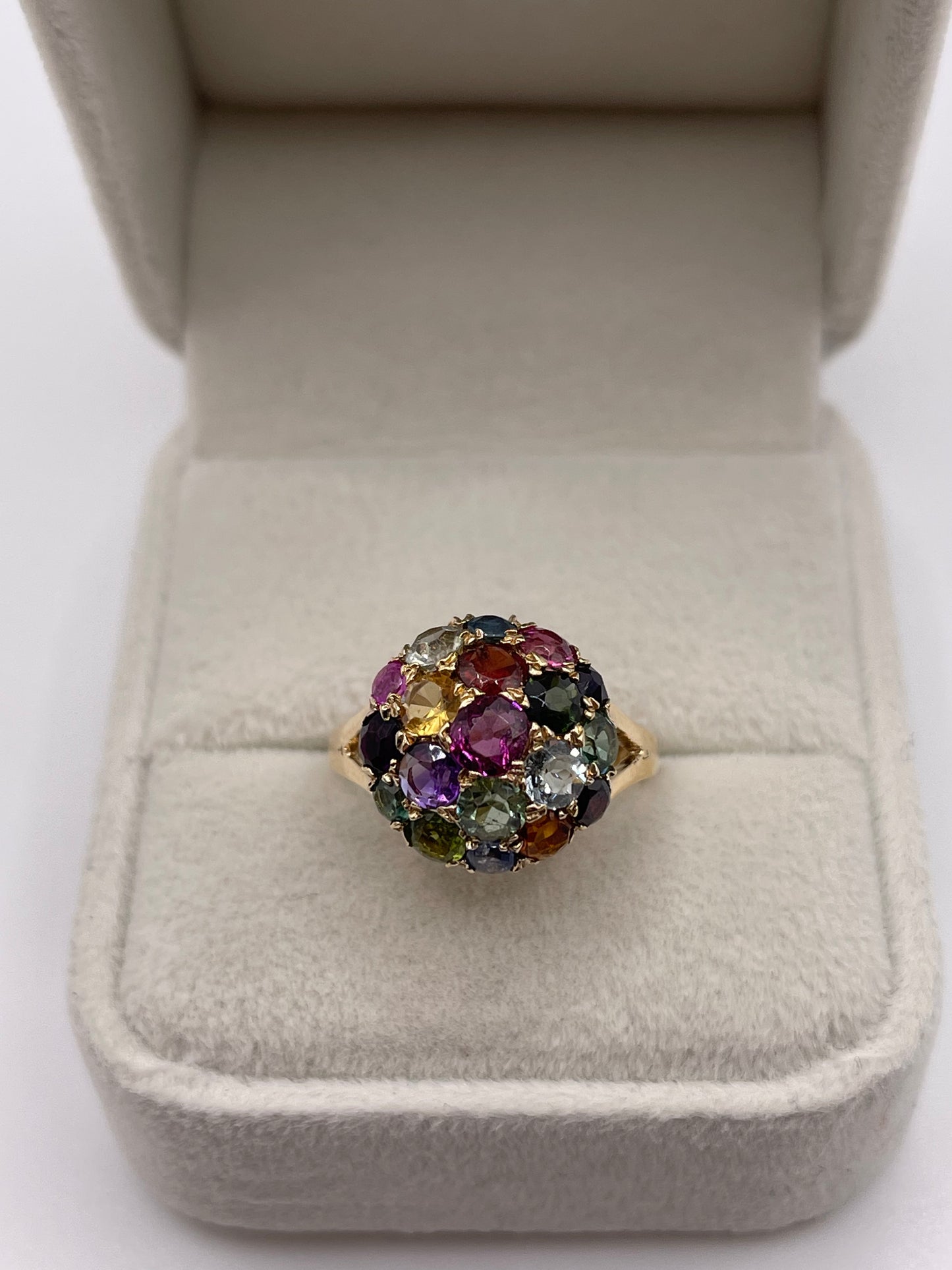 9ct gold multi gemstone cluster ring