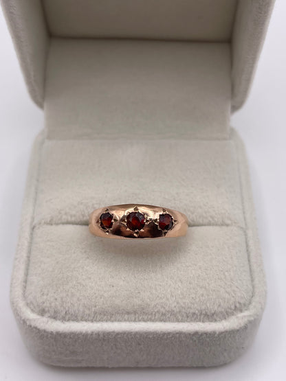 9ct rose gold garnet gypsy ring