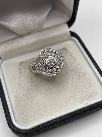 9ct gold 1.5ct diamond cluster ring